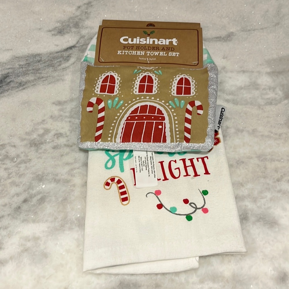 CUISINART POT HOLDER AND KITCHEN TOWEL NWT